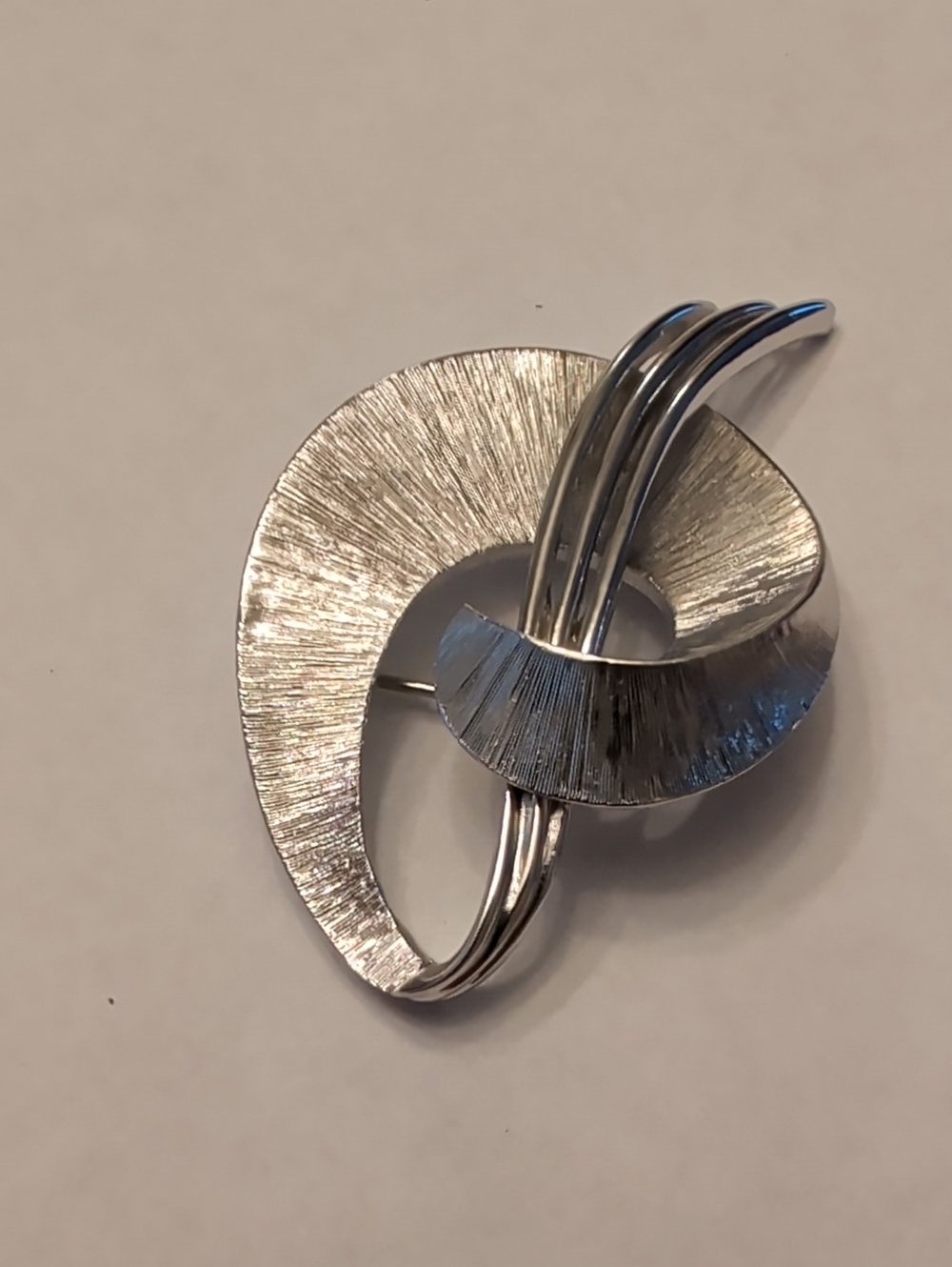 Monet Silver-Tone Textured Loop Brooch